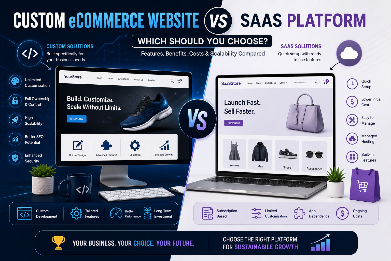 Custom eCommerce Website vs SaaS Platform