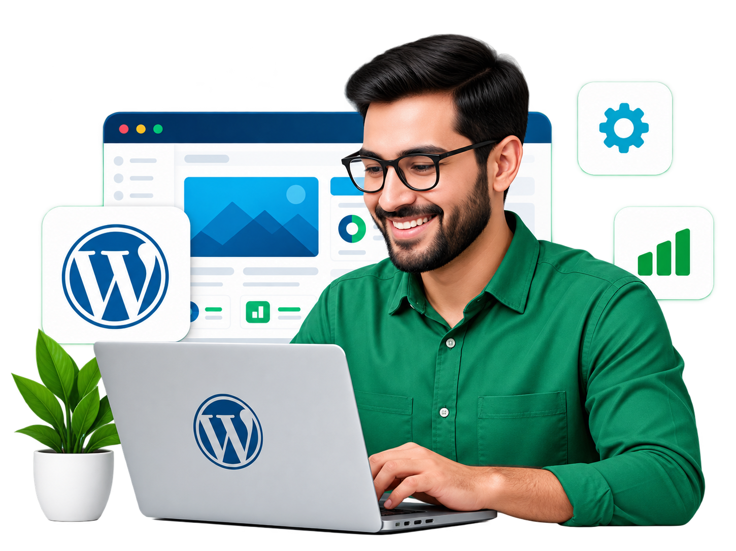 WordPress developer working on a custom website